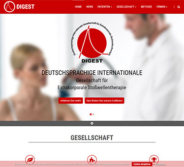 Screenshot Website Deutsche und Internationale Gesellschaft für Extrakorporale Stoßwellentherapie DIGEST e.V.